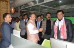 Chief Minister Sarbananda Sonowal being given a tour of the 'Assam Start Up - the Nest' start up incubation center of Industry a
