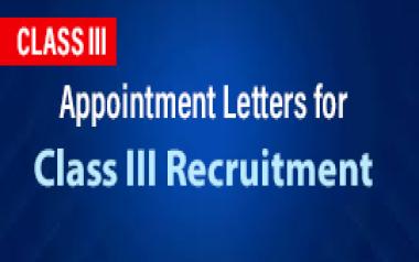 Appointment Letter for Class III Recruitment